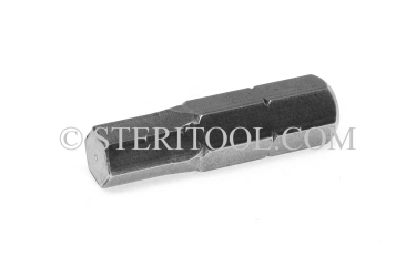 #11357 - 3.0mm Hex x 1"(25mm) OAL Stainless Steel Bit for Bit Holders. hex bit, bit holder, stainless steel
